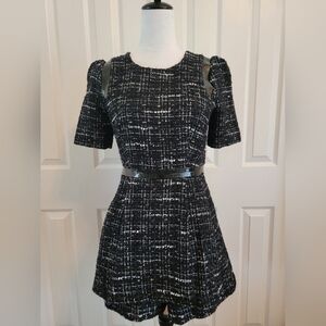 EUC Milly Tweed Romper With Patent Leather/Gold Zipper Details Size 4